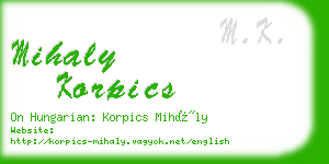 mihaly korpics business card
